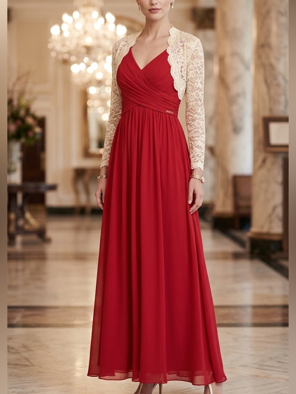 DAVID'S BRIDAL V-Neck Maxi Dress